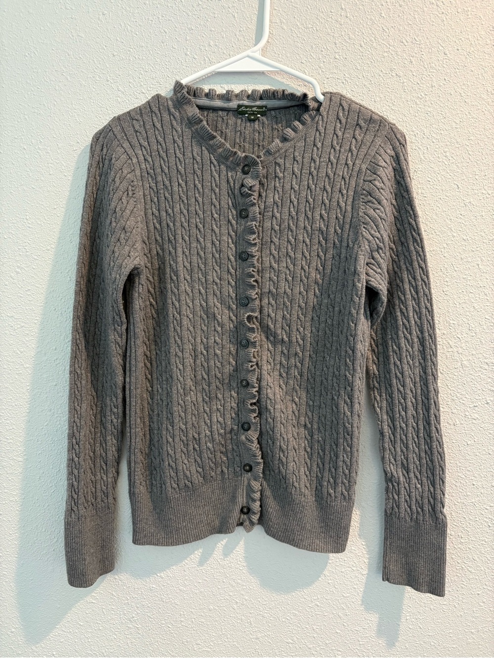 Eddie Bauer Cable-Knit Button-Front Cardigan - Gray (size M)